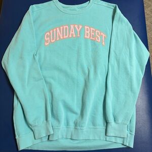 Olivelynn 100% Cotton Sunday Best Aqua Sweatshirt